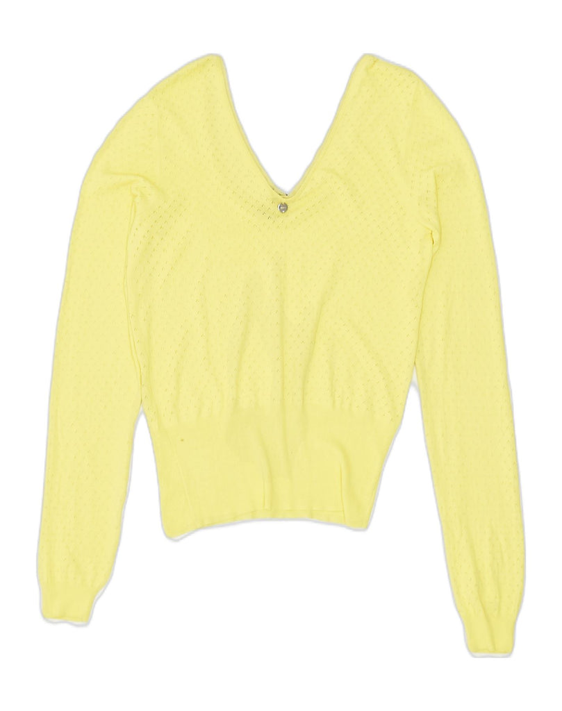 LIU JO Womens V-Neck Jumper Sweater UK 14 Medium Yellow | Vintage | Thrift | Second-Hand | Used Clothing | Messina Hembry 