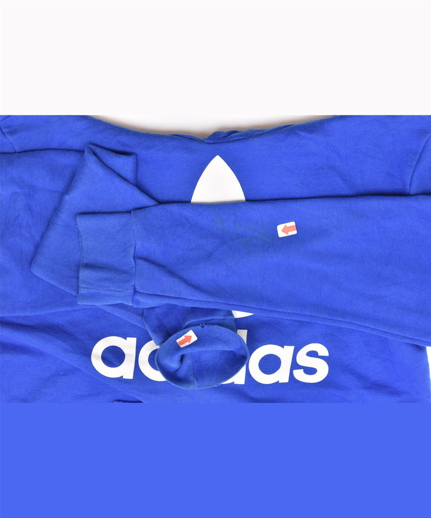 ADIDAS Girls Crop Graphic Hoodie Jumper 15-16 Years Blue Cotton | Vintage | Thrift | Second-Hand | Used Clothing | Messina Hembry 