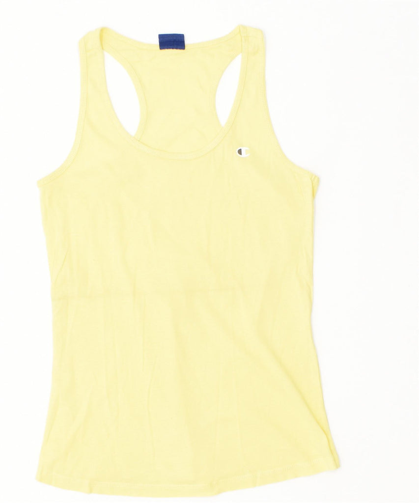 CHAMPION Womens Slim Fit Vest Top UK 14 Large Yellow | Vintage | Thrift | Second-Hand | Used Clothing | Messina Hembry 