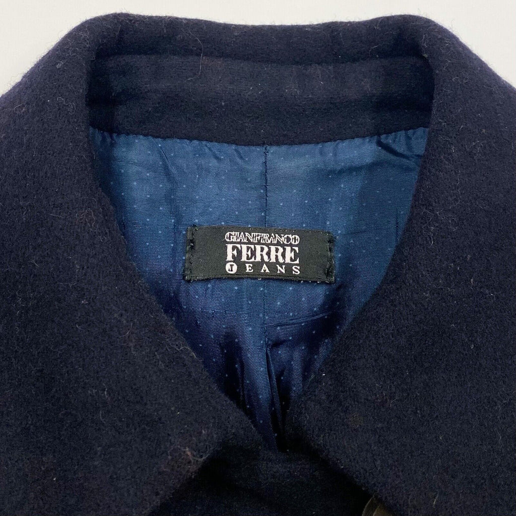 Gianfracno Ferre Women's Wool Zip Coat Jacket | Vintage Designer Navy Blue VTG | Vintage Messina Hembry | Thrift | Second-Hand Messina Hembry | Used Clothing | Messina Hembry 