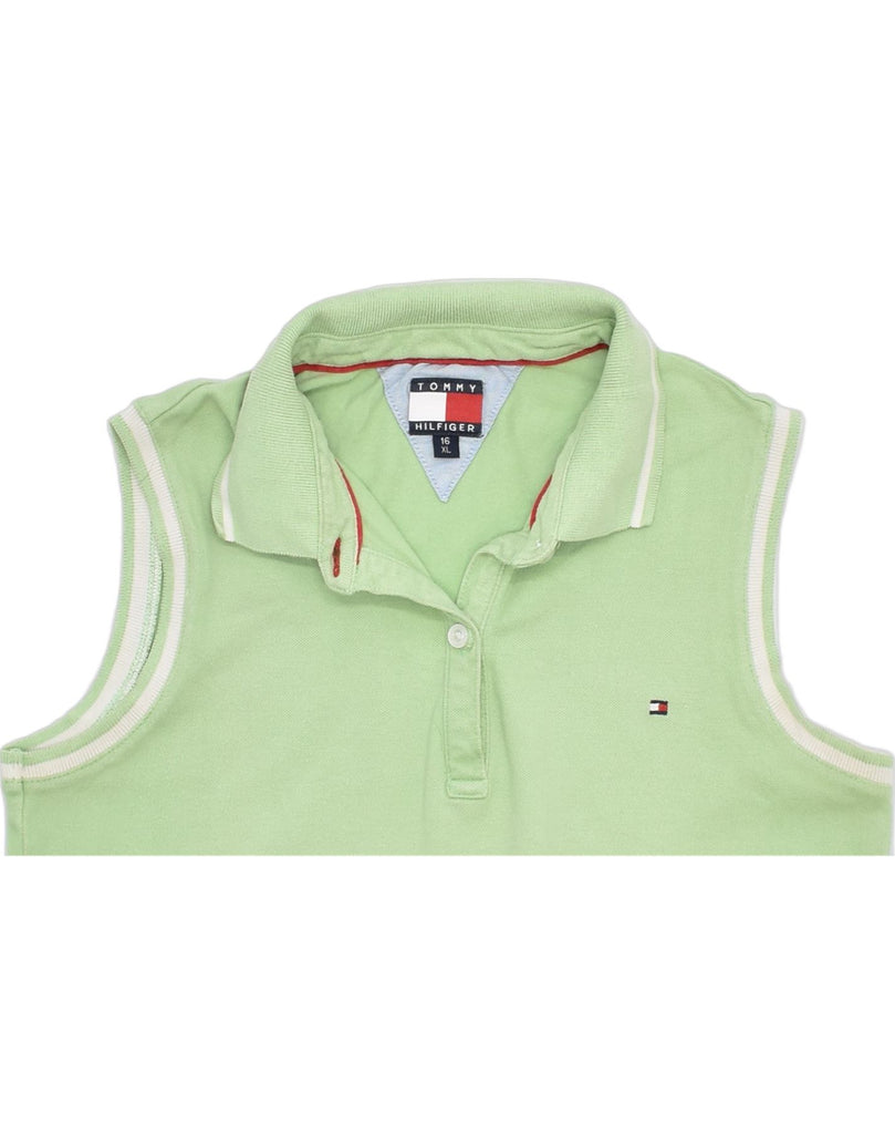 TOMMY HILFIGER Girls Sleeveless Polo Shirt 15-16 Years XL Green | Vintage | Thrift | Second-Hand | Used Clothing | Messina Hembry 