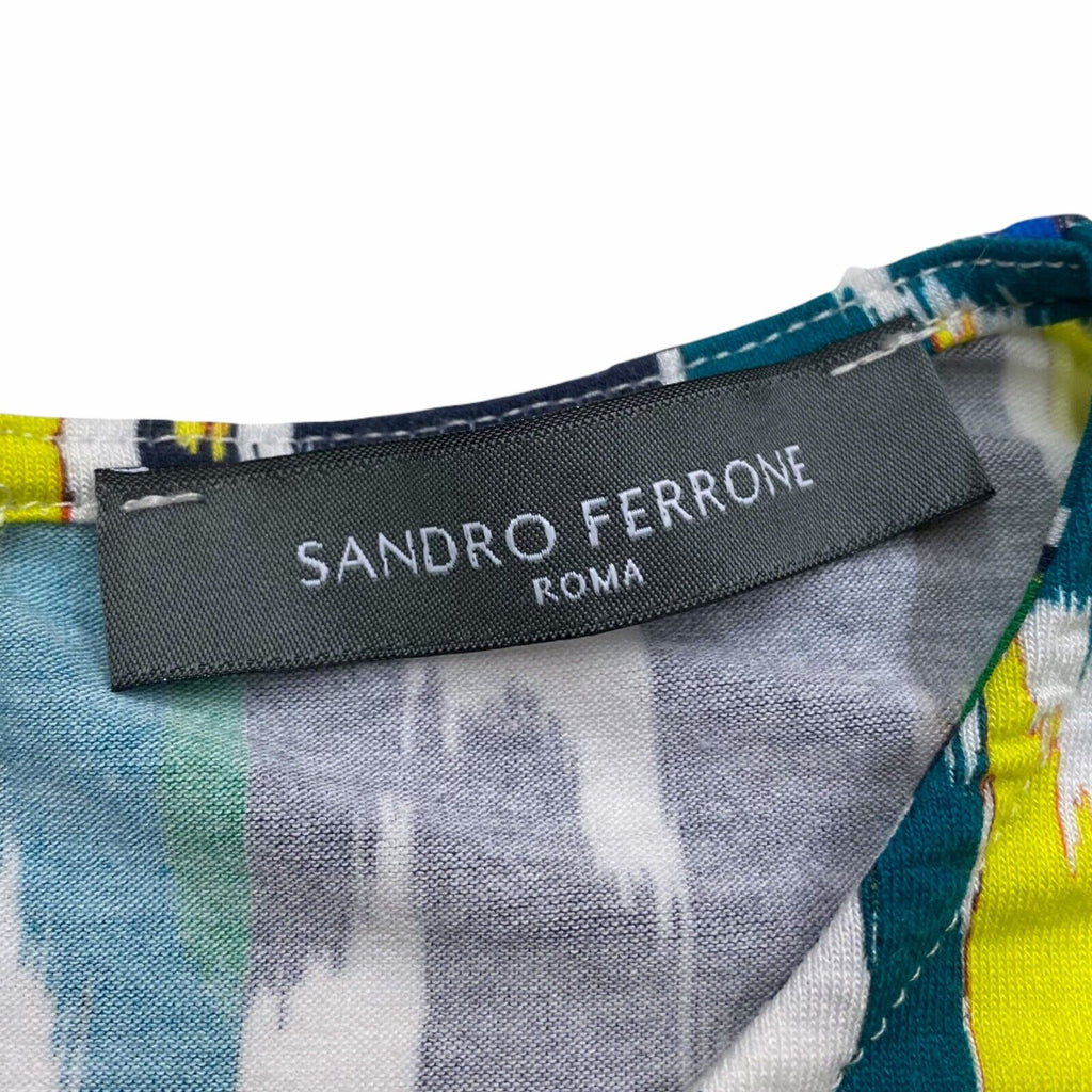 Sandro Ferrone All Over Print Top | Vintage High End Designer Tshirt Green VTG | Vintage Messina Hembry | Thrift | Second-Hand Messina Hembry | Used Clothing | Messina Hembry 