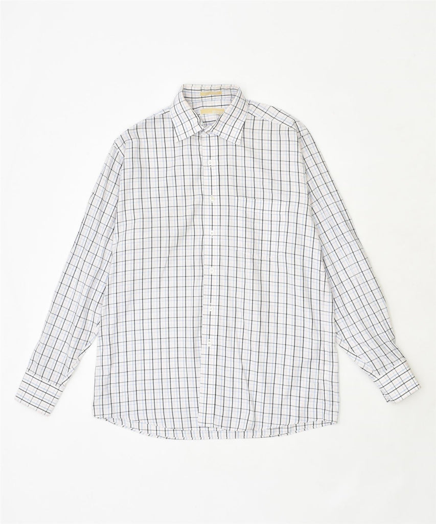 MICHAEL KORS Mens Shirt Size 16 Large White Check Cotton | Vintage | Thrift | Second-Hand | Used Clothing | Messina Hembry 