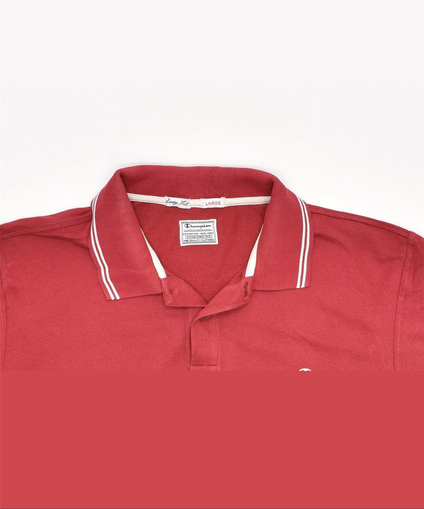 CHAMPION Mens Easy Fit Polo Shirt Large Burgundy Cotton | Vintage | Thrift | Second-Hand | Used Clothing | Messina Hembry 