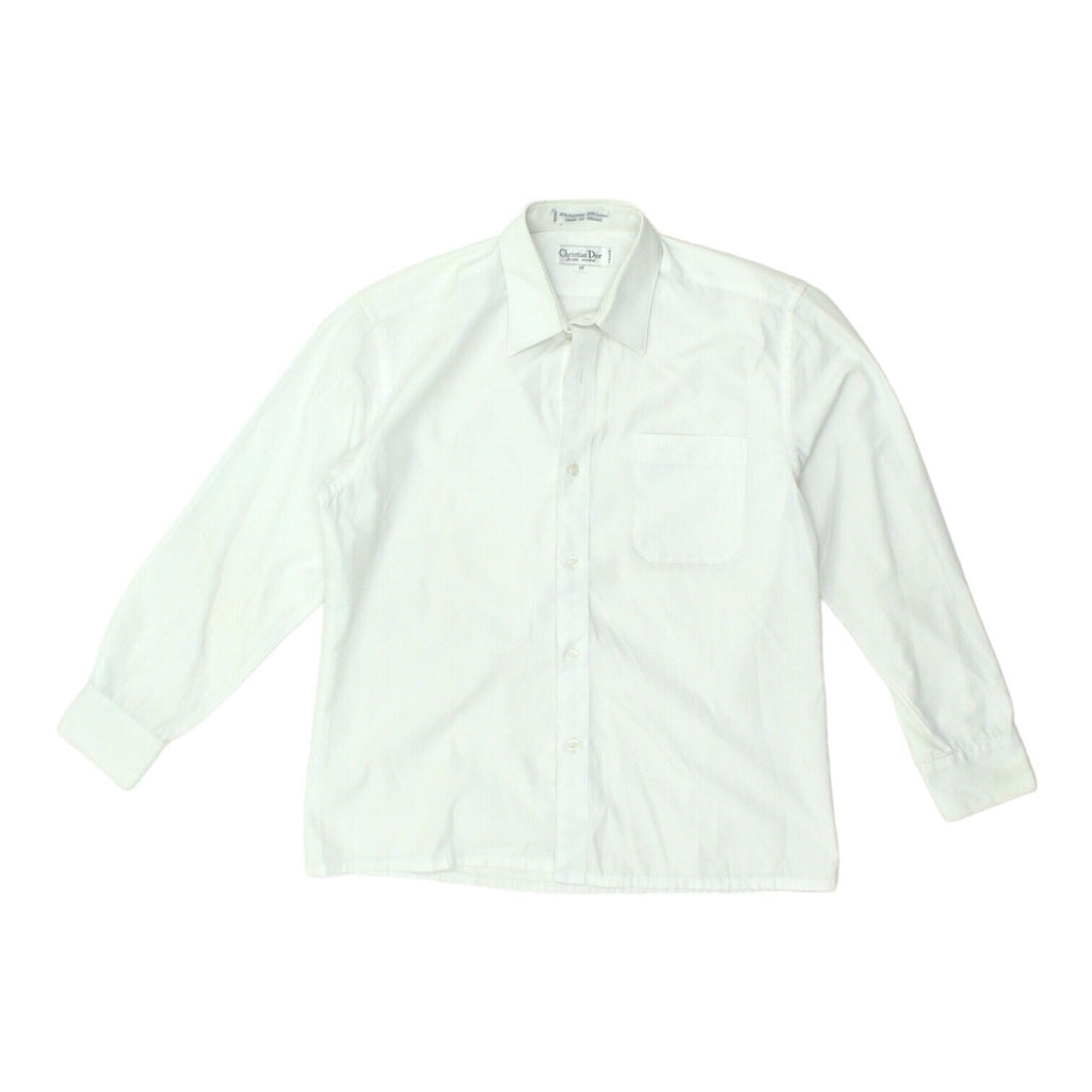 Christian Dior Boys White Button Up Polyester Cotton Shirt | Vintage Formal VTG | Vintage Messina Hembry | Thrift | Second-Hand Messina Hembry | Used Clothing | Messina Hembry 