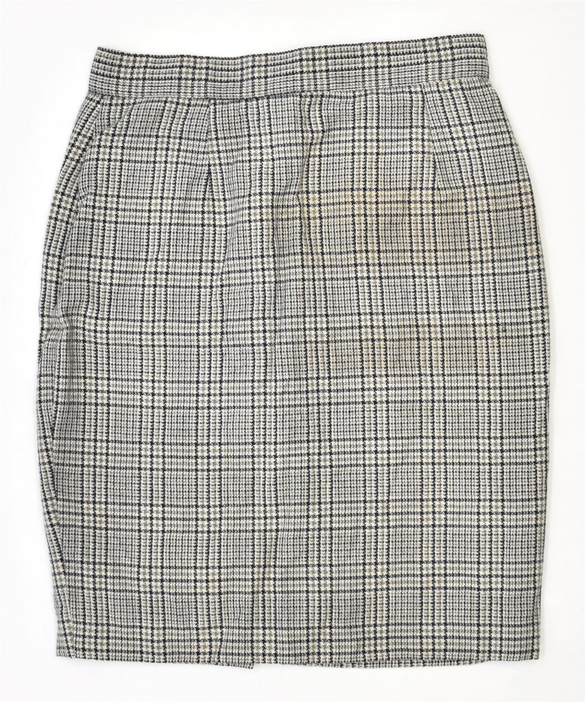 VINTAGE Womens Straight Skirt IT 44 Medium W29 Grey Check Virgin Wool | Vintage | Thrift | Second-Hand | Used Clothing | Messina Hembry 