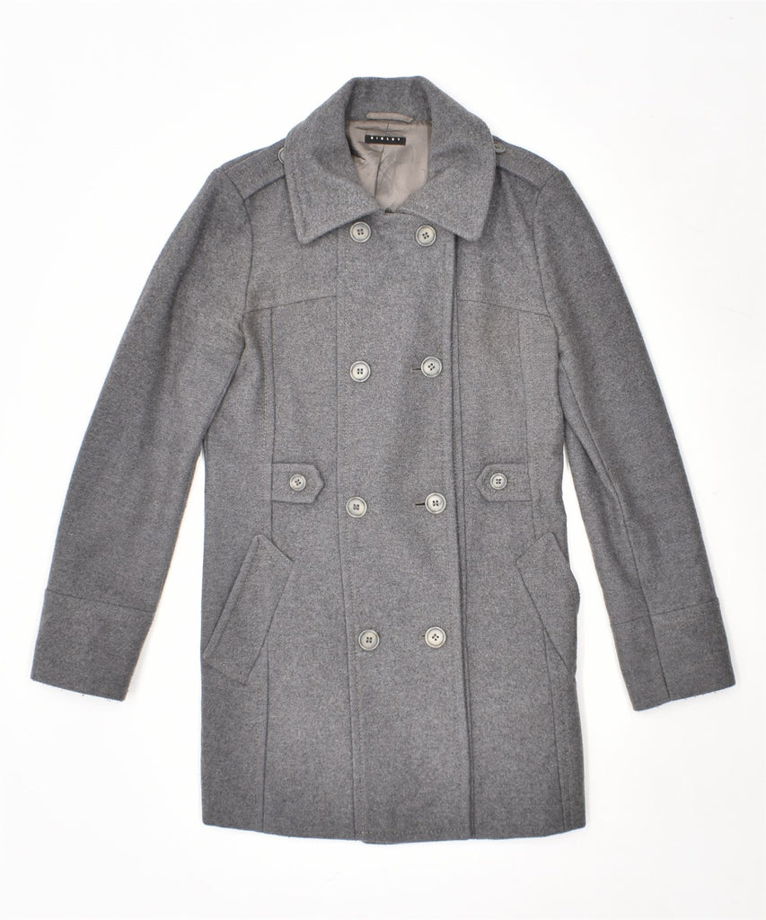 SISLEY Womens Double Breasted Coat IT 42 Medium Grey | Vintage | Thrift | Second-Hand | Used Clothing | Messina Hembry 