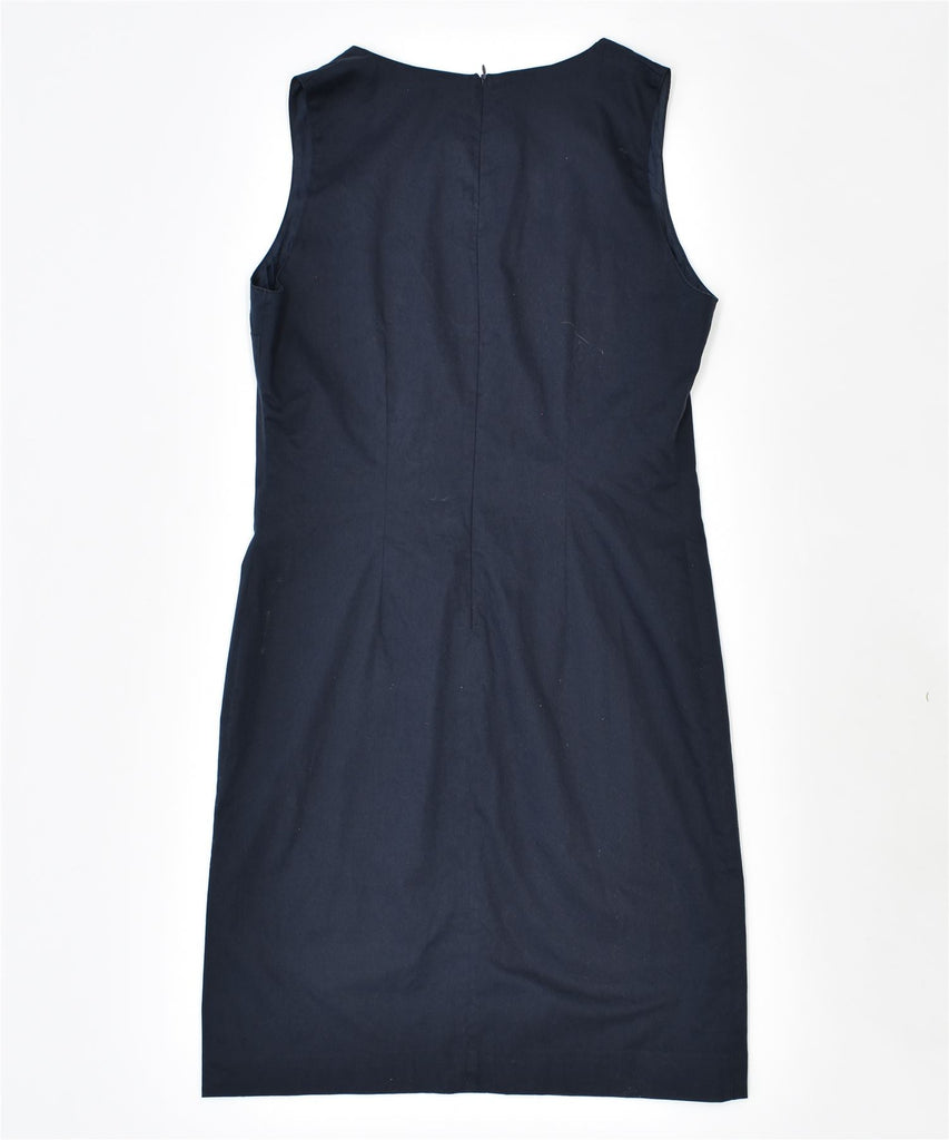 ELIZABETH ASCOT Womens Sheath Dress UK 12 Medium Navy Blue Polyester | Vintage | Thrift | Second-Hand | Used Clothing | Messina Hembry 