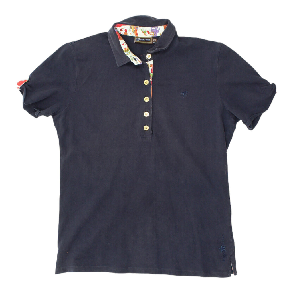 Piero Guidi Womens Navy Collared Polo Shirt | Vintage High End Designer VTG | Vintage Messina Hembry | Thrift | Second-Hand Messina Hembry | Used Clothing | Messina Hembry 