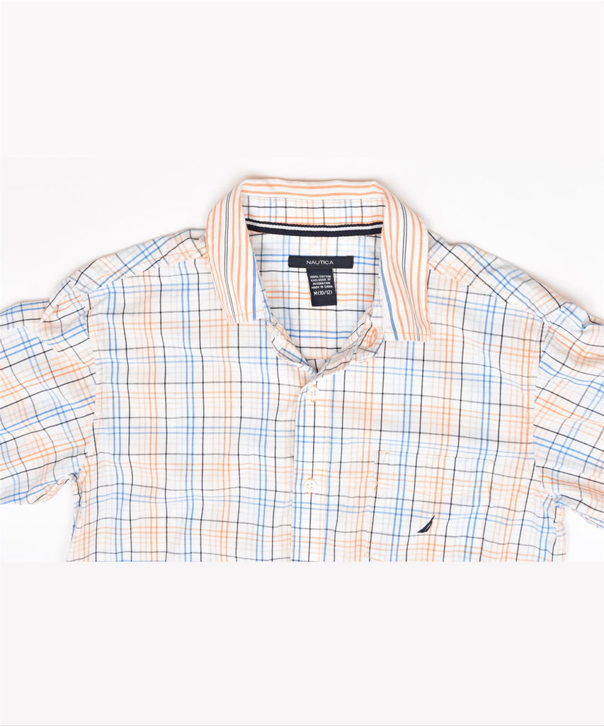 NAUTICA Boys Shirt 10-11 Years Medium White Check Cotton | Vintage | Thrift | Second-Hand | Used Clothing | Messina Hembry 