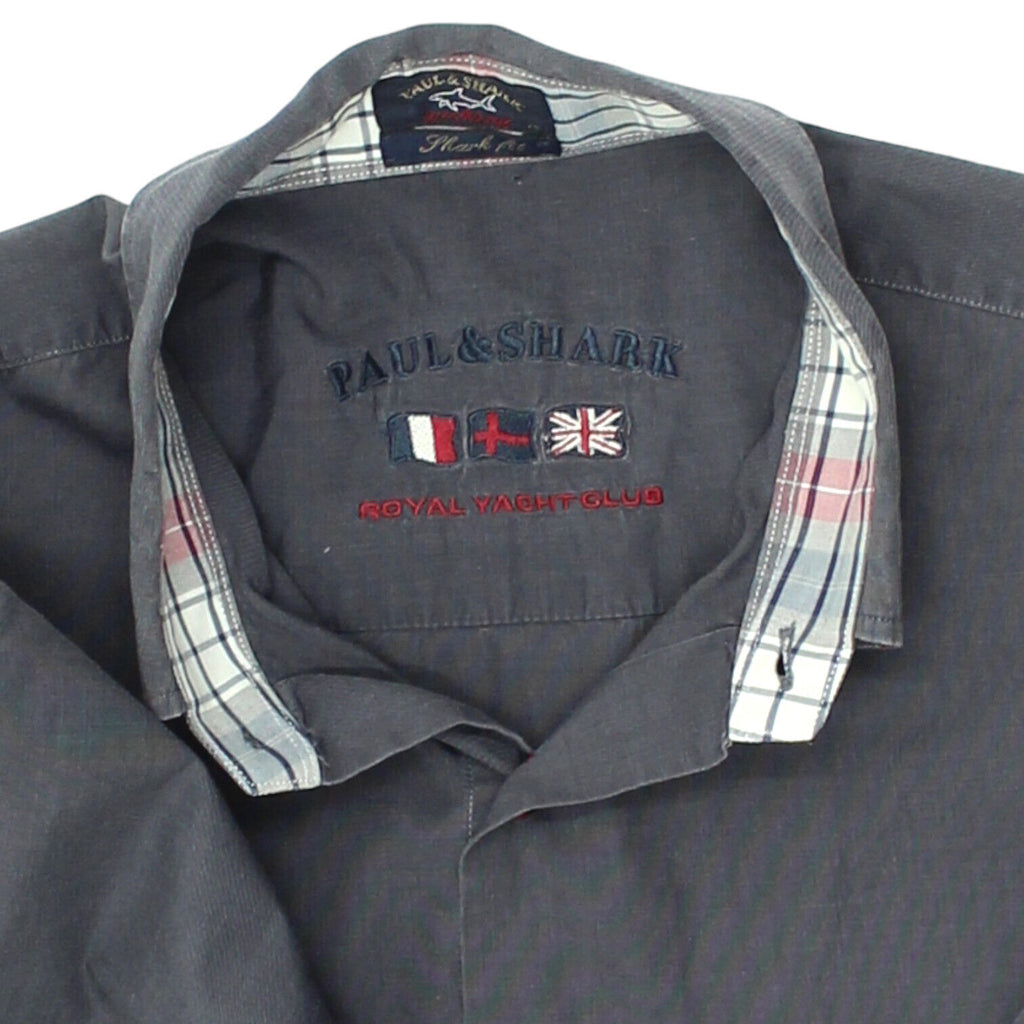 Paul & Shark Button Down Collar Navy Grey Shirt | Vintage High End Designer VTG | Vintage Messina Hembry | Thrift | Second-Hand Messina Hembry | Used Clothing | Messina Hembry 