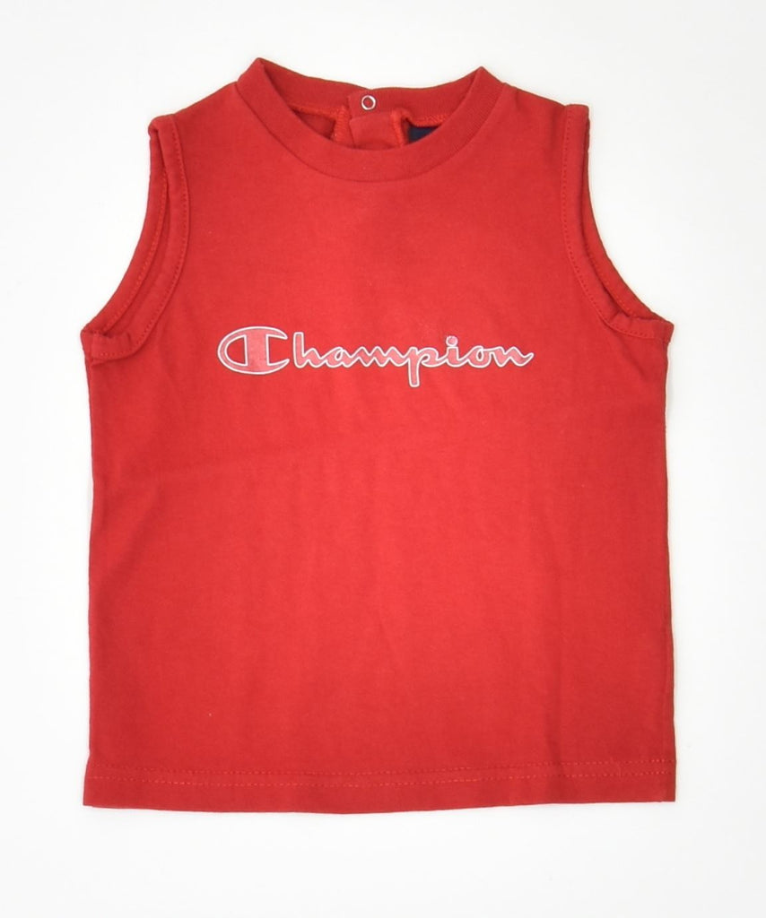 CHAMPION Boys Graphic Vest Top 9-12 Months Red Cotton | Vintage | Thrift | Second-Hand | Used Clothing | Messina Hembry 