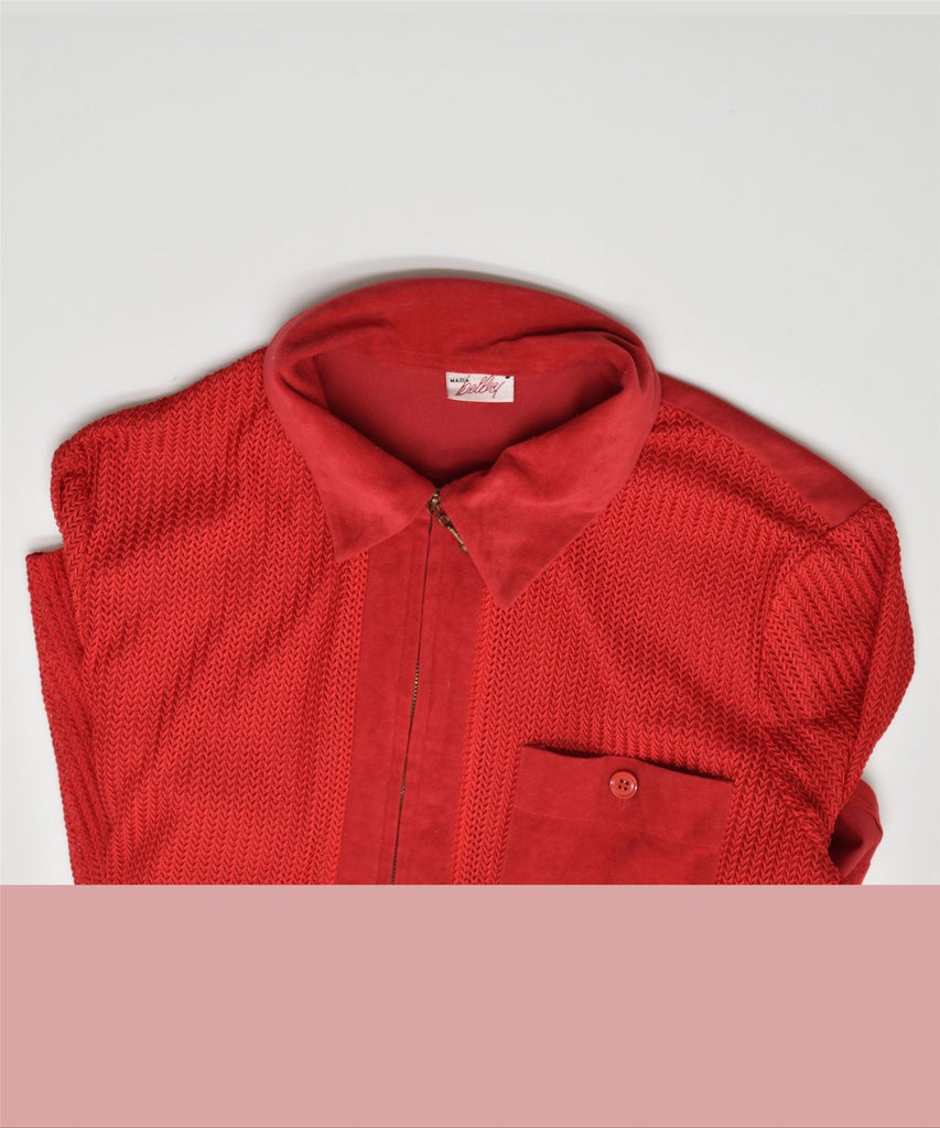 MARIA BELLES Womens Short Sleeve Shirt UK 14 Medium Red Polyester Vintage | Vintage | Thrift | Second-Hand | Used Clothing | Messina Hembry 