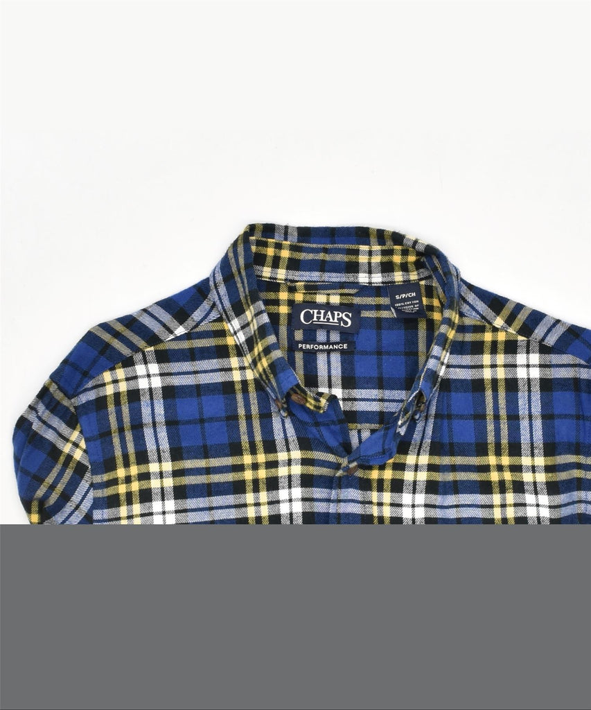 CHAPS Mens Performance Flannel Shirt Small Navy Blue Check Cotton | Vintage | Thrift | Second-Hand | Used Clothing | Messina Hembry 
