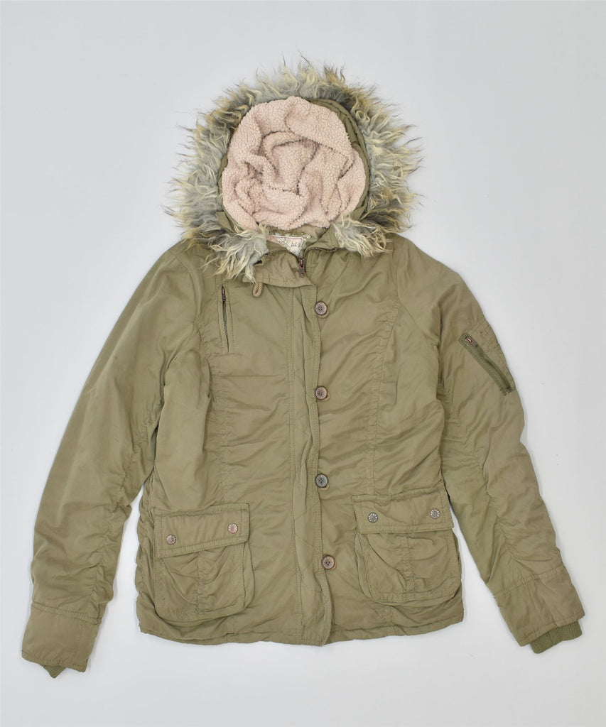 FAT FACE Womens Parka Jacket UK 12 Medium Green Polyester | Vintage | Thrift | Second-Hand | Used Clothing | Messina Hembry 