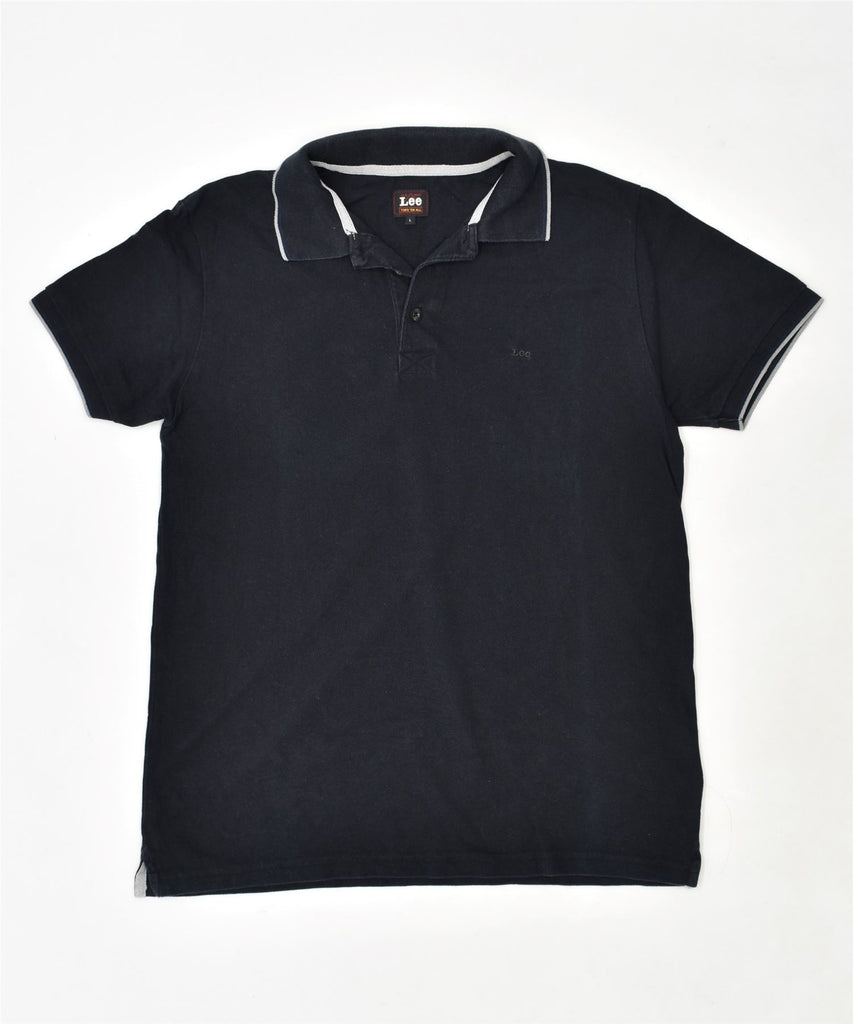 LEE Mens Slim Fit Polo Shirt Large Black Cotton | Vintage | Thrift | Second-Hand | Used Clothing | Messina Hembry 