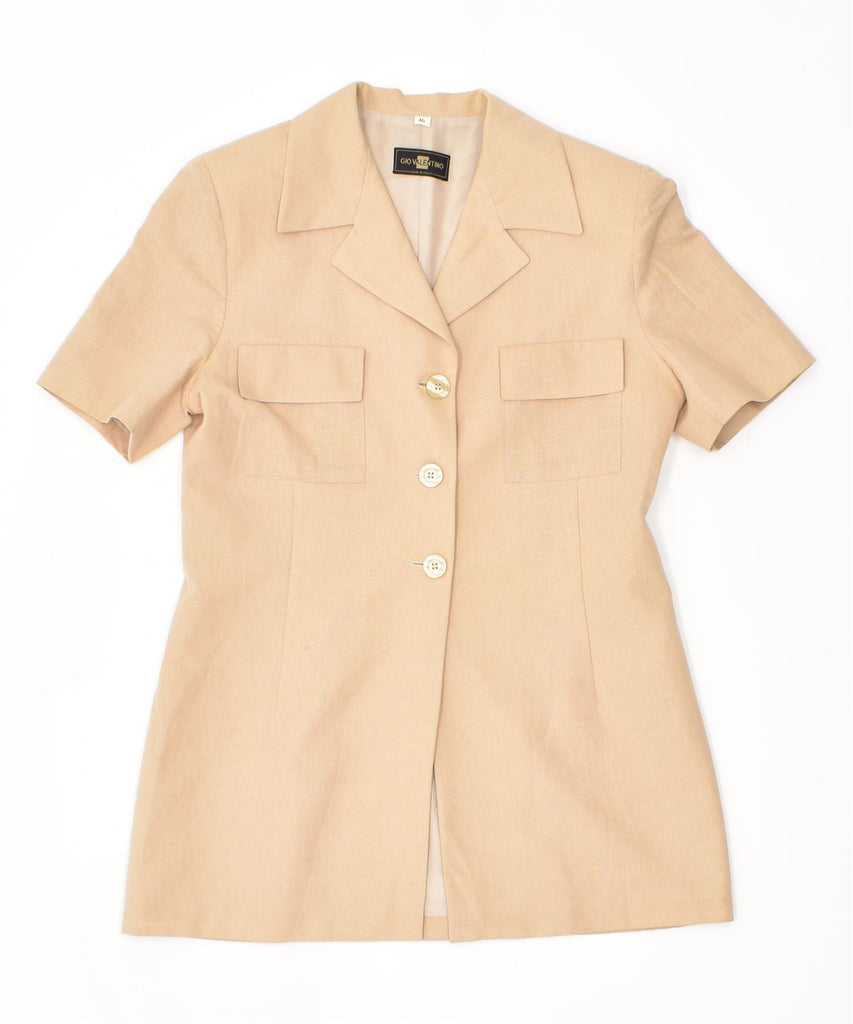 GIO VALENTINO Womens 3 Button Short Sleeve Blazer Jacket IT 46 Large Black | Vintage | Thrift | Second-Hand | Used Clothing | Messina Hembry 