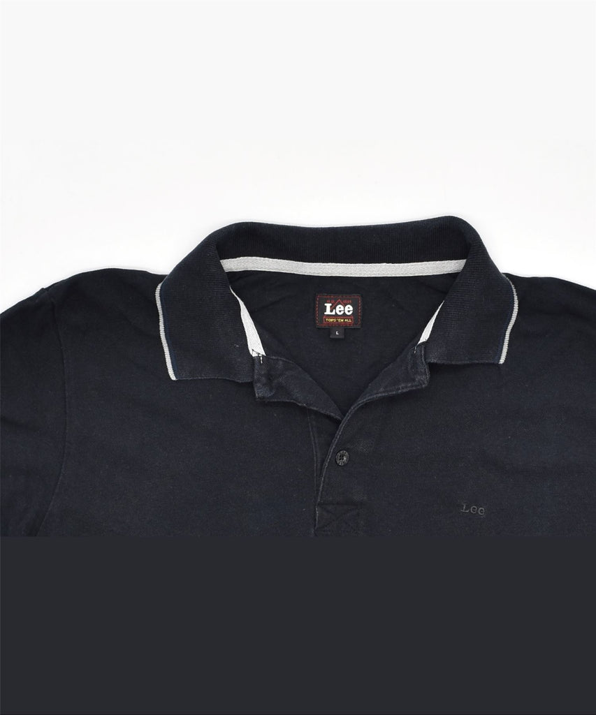 LEE Mens Slim Fit Polo Shirt Large Black Cotton | Vintage | Thrift | Second-Hand | Used Clothing | Messina Hembry 