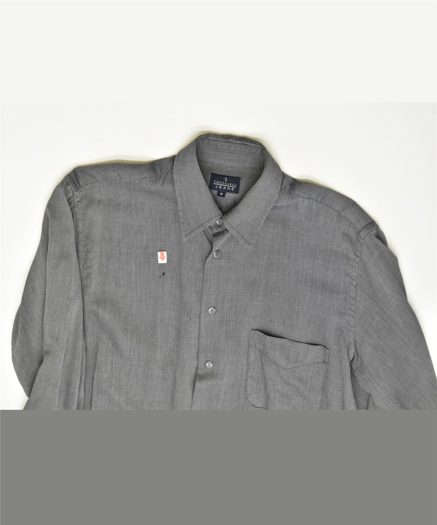 TRUSSARDI Mens Shirt Medium Grey Cotton | Vintage | Thrift | Second-Hand | Used Clothing | Messina Hembry 