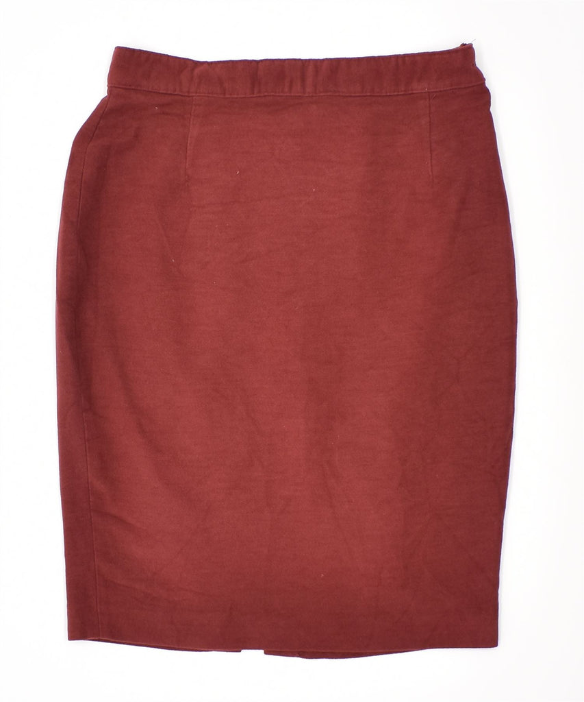 VINTAGE Womens Pencil Skirt IT 42 Medium W27 Maroon Cotton | Vintage | Thrift | Second-Hand | Used Clothing | Messina Hembry 