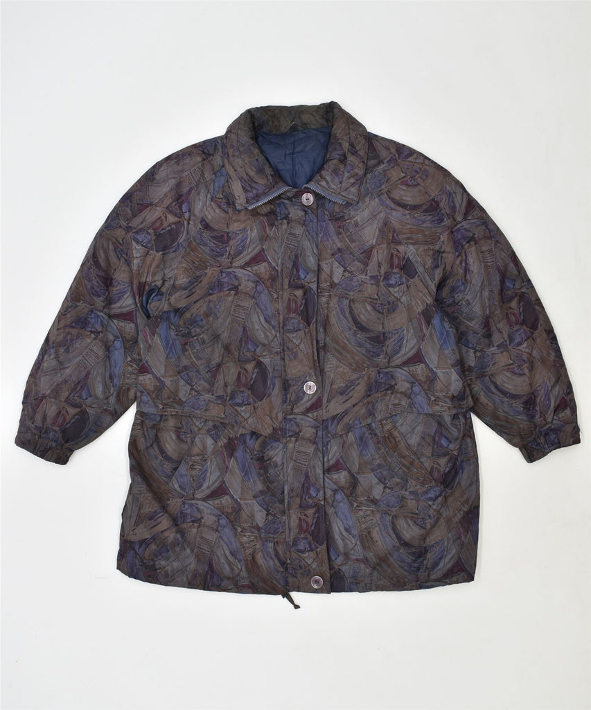 CANDA Womens Windbreaker Jacket UK 20 2XL Purple Geometric Polyester | Vintage | Thrift | Second-Hand | Used Clothing | Messina Hembry 