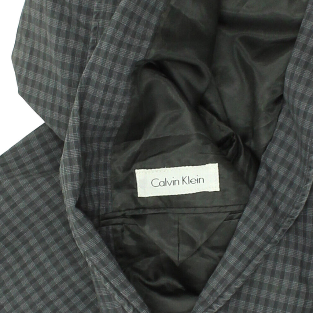 Calvin Klein Mens Grey Check Blazer Jacket | Vintage High End Luxury Designer | Vintage Messina Hembry | Thrift | Second-Hand Messina Hembry | Used Clothing | Messina Hembry 