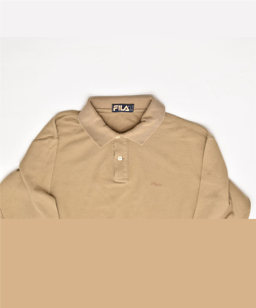 FILA Mens Long Sleeve Polo Shirt IT 44 XS Brown Cotton | Vintage | Thrift | Second-Hand | Used Clothing | Messina Hembry 