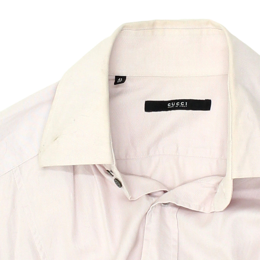 Gucci Mens Pink Button Up Cotton Shirt | Vintage High End Luxury Designer VTG | Vintage Messina Hembry | Thrift | Second-Hand Messina Hembry | Used Clothing | Messina Hembry 