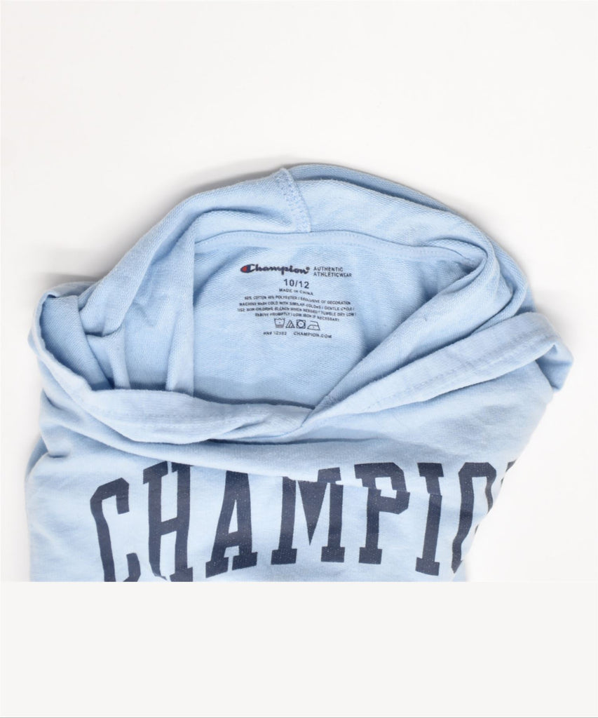 CHAMPION Boys Graphic Hoodie Jumper 10-11 Years Medium Blue Cotton | Vintage | Thrift | Second-Hand | Used Clothing | Messina Hembry 