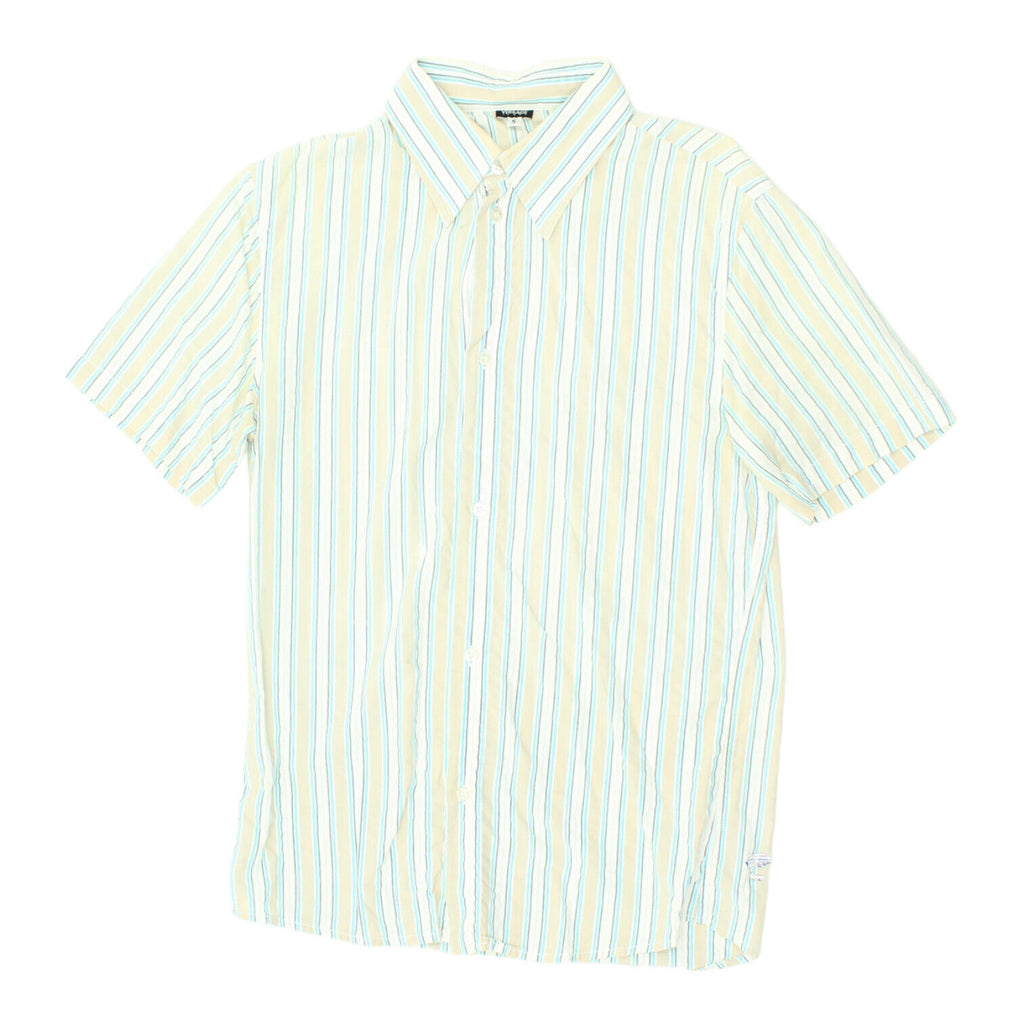 Versace Sport Mens White Striped Short Sleeve Shirt | Vintage Luxury Designer | Vintage Messina Hembry | Thrift | Second-Hand Messina Hembry | Used Clothing | Messina Hembry 