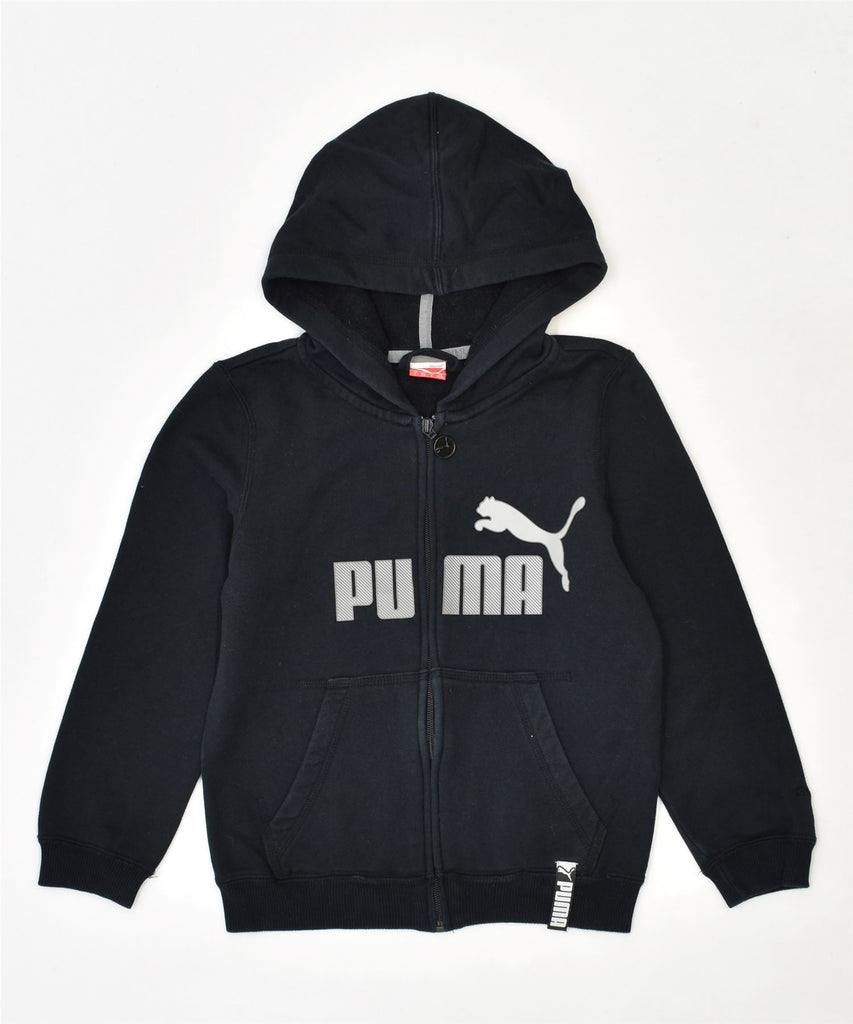 PUMA Boys Graphic Zip Hoodie Sweater 7-8 Years Black Cotton | Vintage | Thrift | Second-Hand | Used Clothing | Messina Hembry 