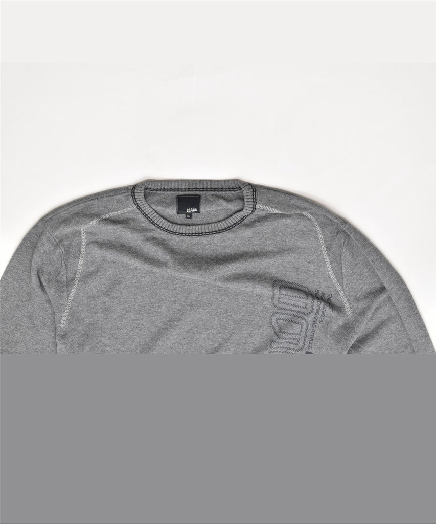 JACK & JONES Mens Graphic Crew Neck Jumper Sweater XL Grey Cotton | Vintage | Thrift | Second-Hand | Used Clothing | Messina Hembry 