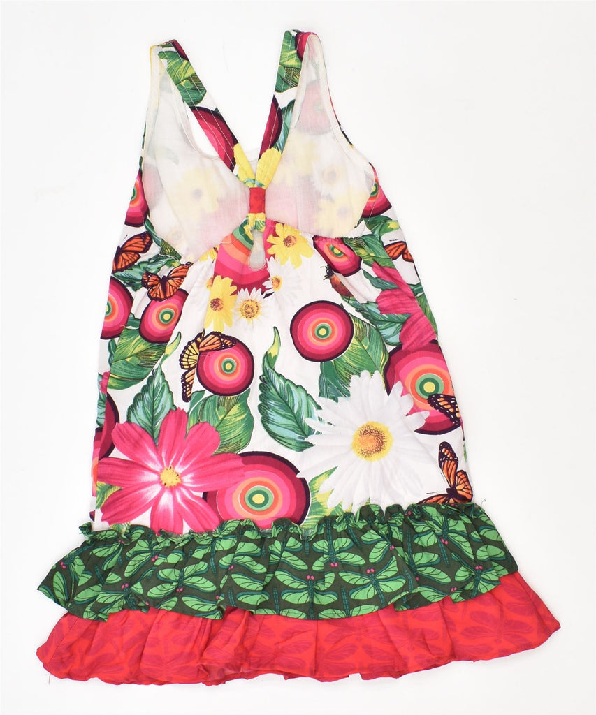 DESIGUAL Girls A-Line Dress 3-4 Years Multicoloured Floral Cotton | Vintage | Thrift | Second-Hand | Used Clothing | Messina Hembry 