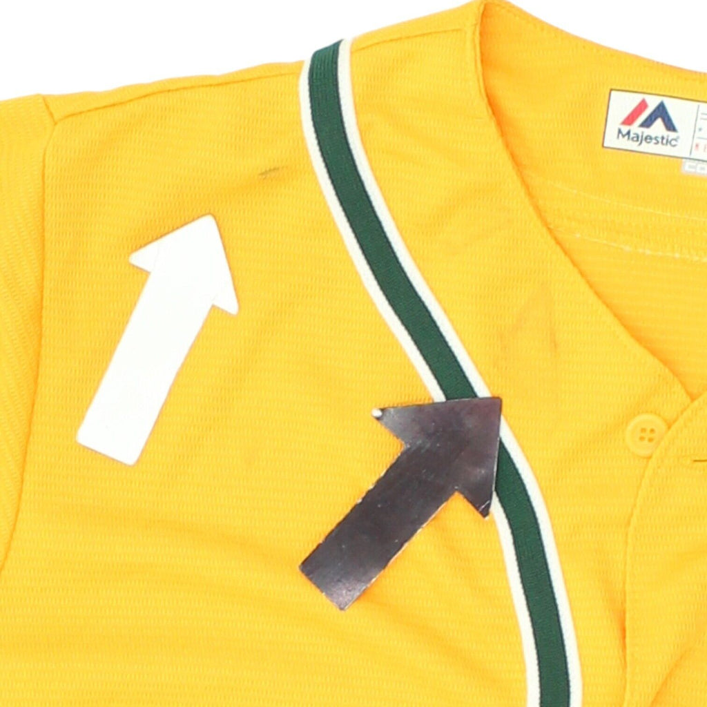 Oakland Athletics Mens Yellow Majestic Baseball Jersey | Vintage MLB Sportswear | Vintage Messina Hembry | Thrift | Second-Hand Messina Hembry | Used Clothing | Messina Hembry 