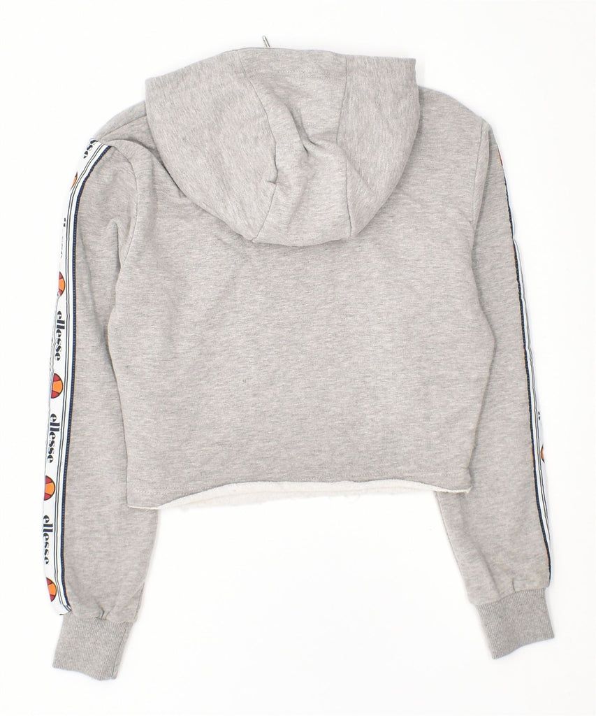 ELLESSE Womens Crop Hoodie Jumper UK 4 XS Grey Cotton | Vintage | Thrift | Second-Hand | Used Clothing | Messina Hembry 