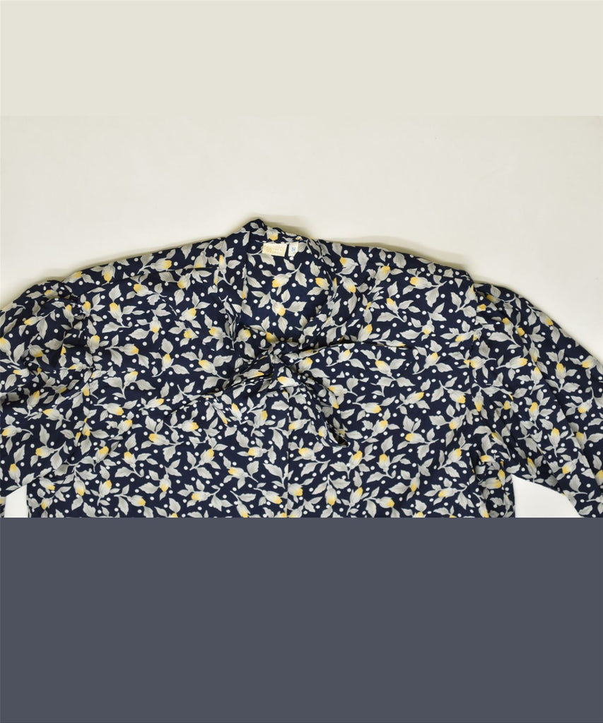 MAGAL Womens Shirt Blouse IT 52 3XL Navy Blue Floral Polyester Vintage | Vintage | Thrift | Second-Hand | Used Clothing | Messina Hembry 