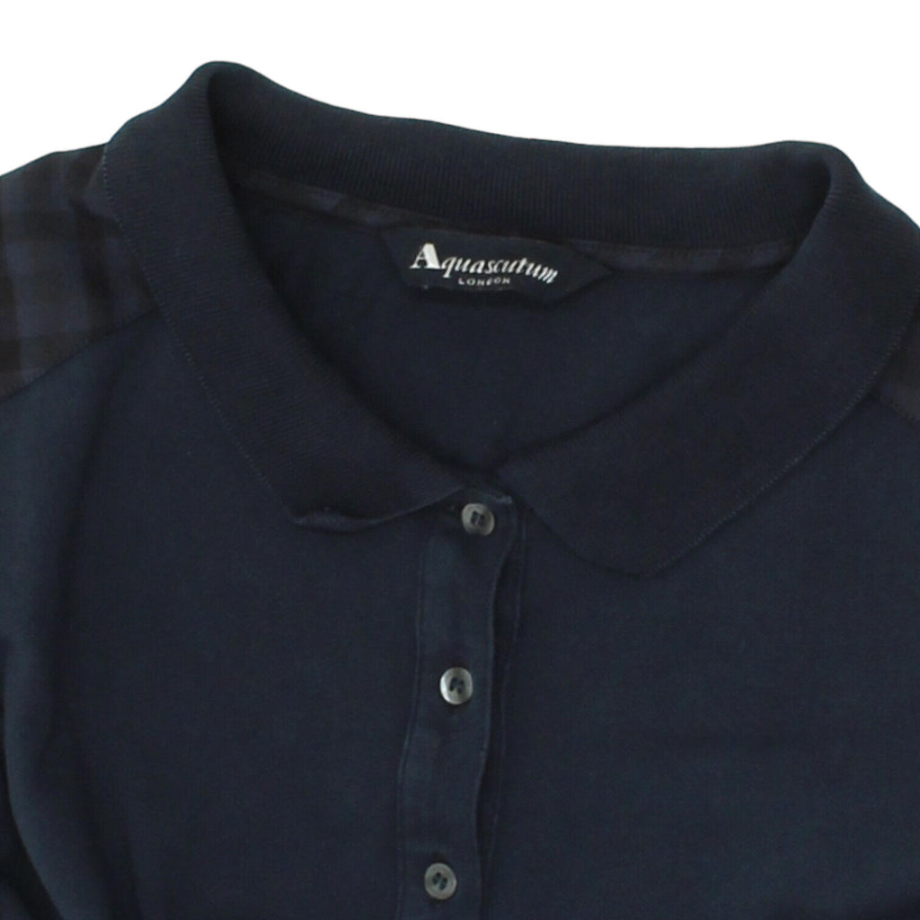 Aquascutum Womens Navy Blue Polo Shirt | Vintage Luxury High End Designer Top | Vintage Messina Hembry | Thrift | Second-Hand Messina Hembry | Used Clothing | Messina Hembry 