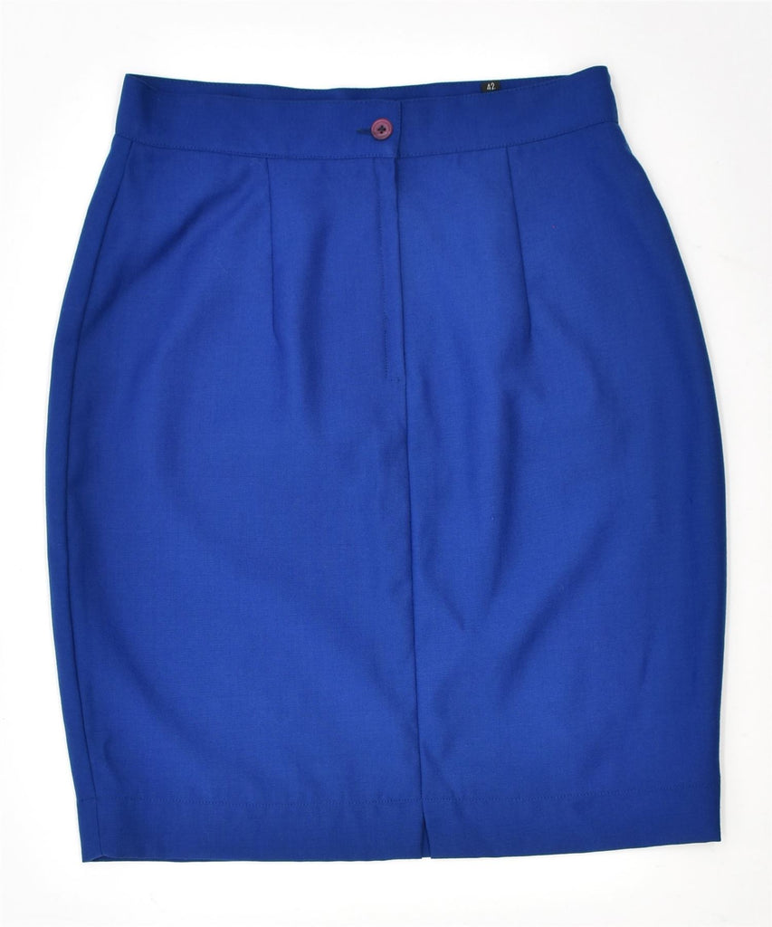 SUPERIOR Womens Pencil Skirt IT 42 Medium W27 Blue Virgin Wool Vintage | Vintage | Thrift | Second-Hand | Used Clothing | Messina Hembry 