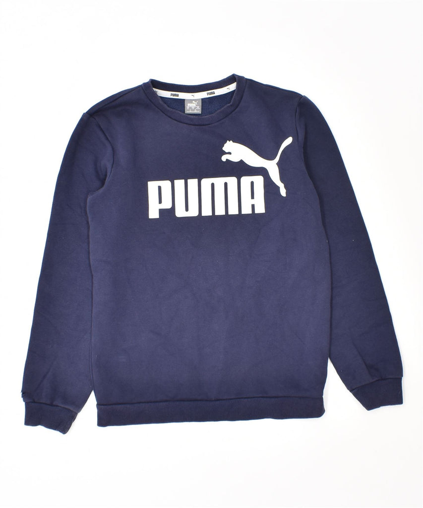 PUMA Boys Graphic Sweatshirt Jumper 13-14 Years Navy Blue Cotton | Vintage | Thrift | Second-Hand | Used Clothing | Messina Hembry 