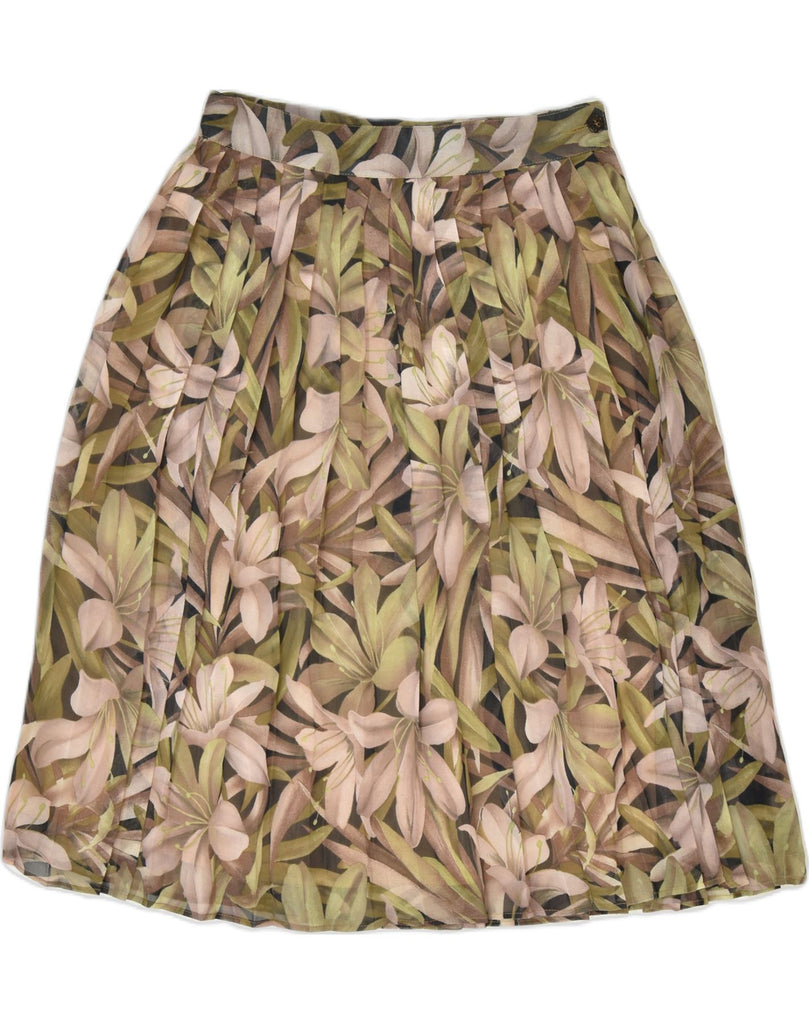 VINTAGE Womens Pleated Skirt Small W26 Brown Floral | Vintage | Thrift | Second-Hand | Used Clothing | Messina Hembry 