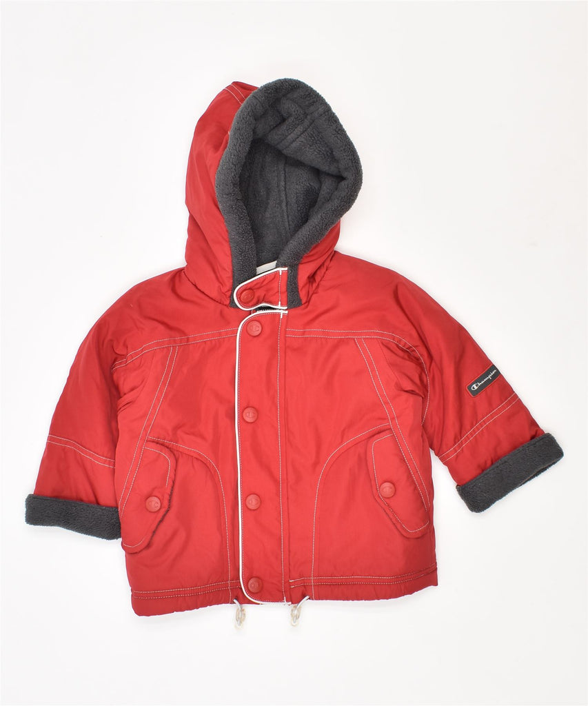 CHAMPION Boys Hooded Padded Jacket 3-6 Months Red Polyester | Vintage | Thrift | Second-Hand | Used Clothing | Messina Hembry 