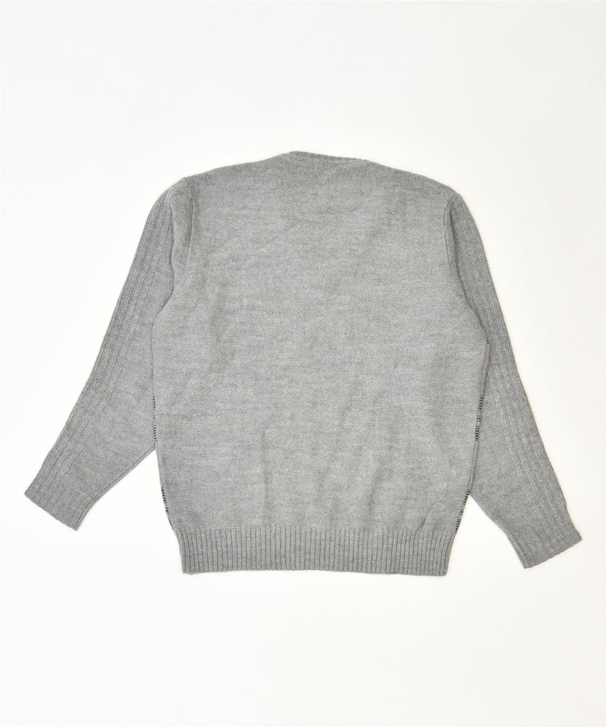 TRUSSARDI Womens V-Neck Jumper Sweater UK 18 XL Grey Check Wool Classic | Vintage | Thrift | Second-Hand | Used Clothing | Messina Hembry 