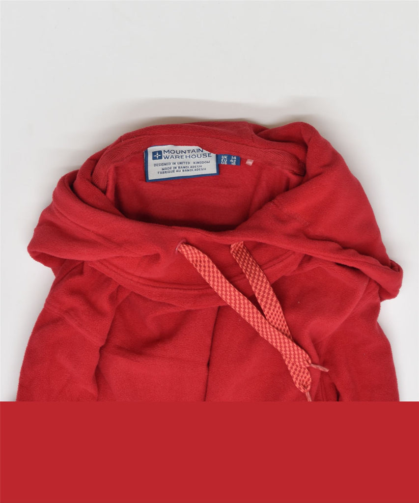 MOUNTAIN WAREHOUSE Womens Fleece Hoodie Jumper UK 14 Large Red Polyester | Vintage | Thrift | Second-Hand | Used Clothing | Messina Hembry 