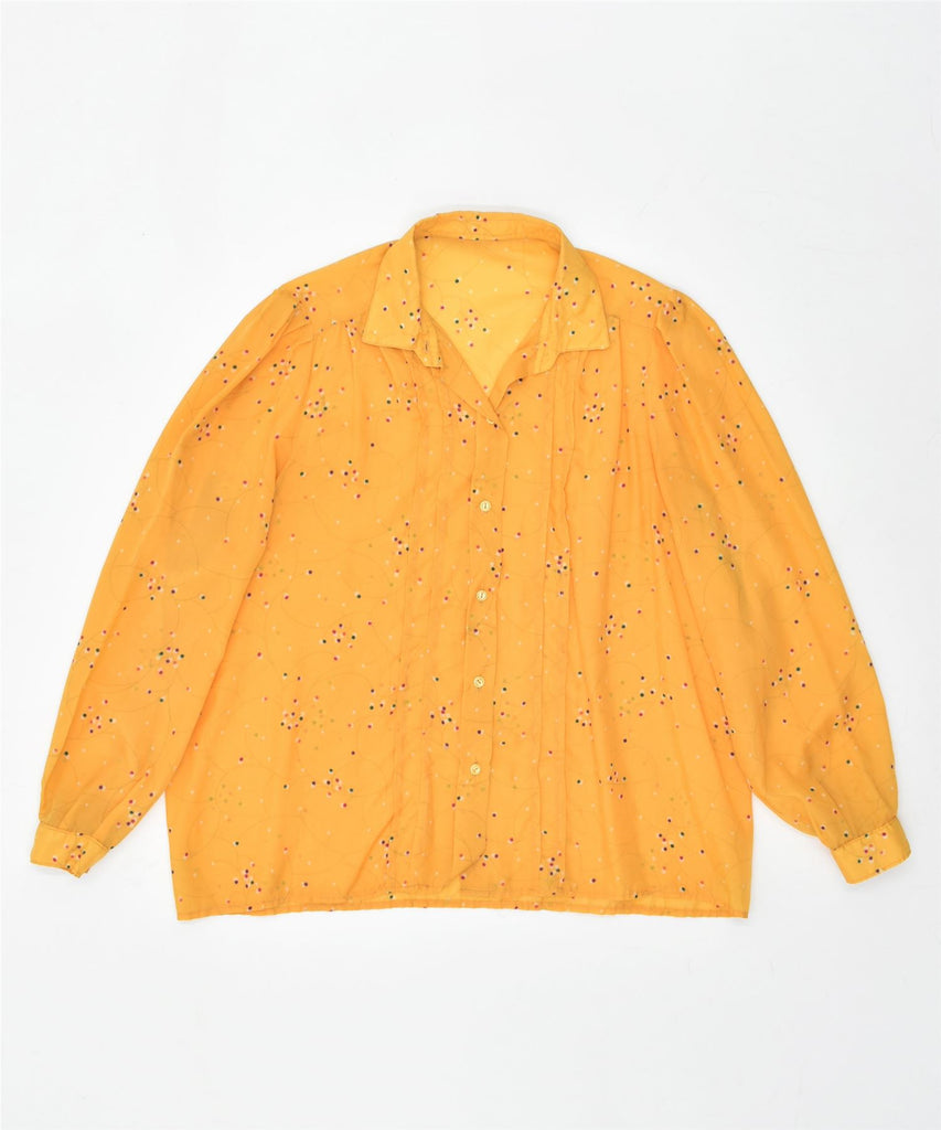 VINTAGE Womens See Through Shirt Blouse UK 18 XL Yellow Spotted | Vintage | Thrift | Second-Hand | Used Clothing | Messina Hembry 