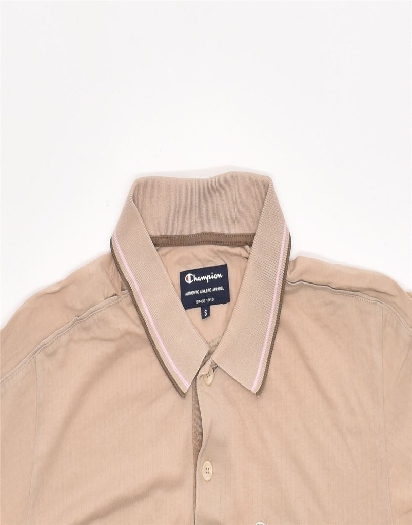 CHAMPION Mens Polo Shirt Small Beige Cotton | Vintage | Thrift | Second-Hand | Used Clothing | Messina Hembry 