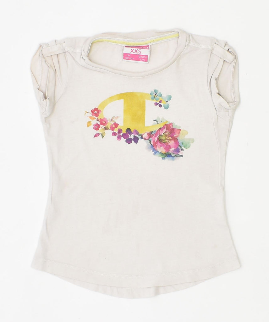 CHAMPION Girls Graphic T-Shirt Top 3-4 Years 2XS White Flower | Vintage | Thrift | Second-Hand | Used Clothing | Messina Hembry 