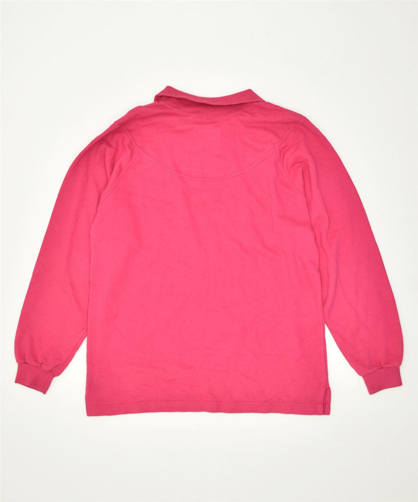 CHAMPION Womens Zip Neck Sweatshirt Jumper UK 14 Medium Pink Cotton | Vintage | Thrift | Second-Hand | Used Clothing | Messina Hembry 