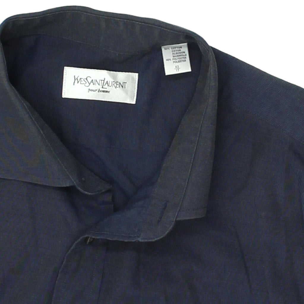 Yves Saint Laurent Mens Navy Spread Collar Formal Dress Shirt | Vintage Designer | Vintage Messina Hembry | Thrift | Second-Hand Messina Hembry | Used Clothing | Messina Hembry 