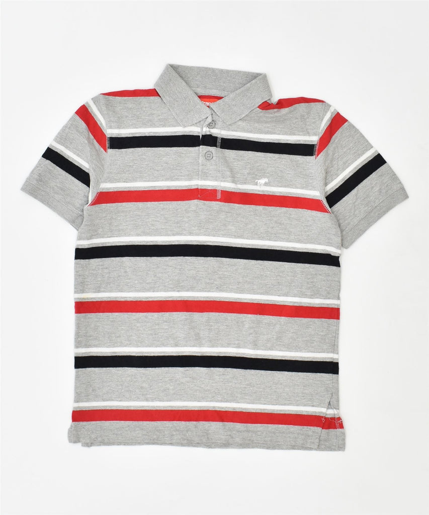 WRANGLER Boys Polo Shirt 10-11 Years Large Grey Striped Cotton | Vintage | Thrift | Second-Hand | Used Clothing | Messina Hembry 