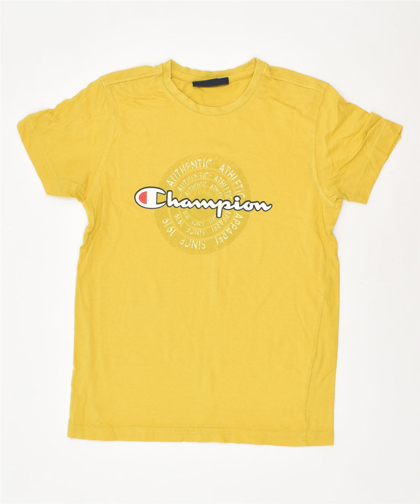 CHAMPION Boys Graphic T-Shirt Top 9-10 Years Medium Yellow | Vintage | Thrift | Second-Hand | Used Clothing | Messina Hembry 